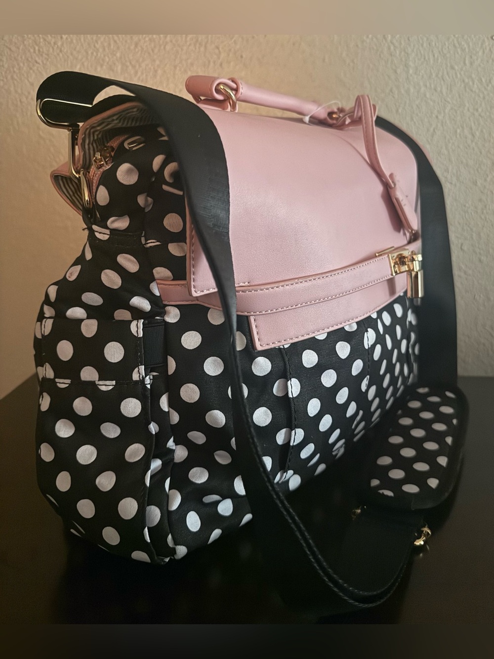 15.6” Pink Polka Dot Laptop Briefcase Messenger Bag USB Work Travel Office Tote - Picture 4 of 7